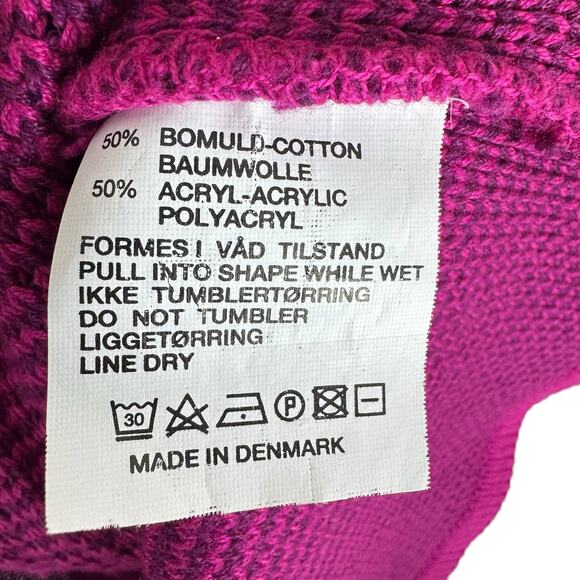 Skovhuus Pink Textured Knit Asymmetrical Zipper Collared Long Sleeve Sweater S - Picture 6 of 6